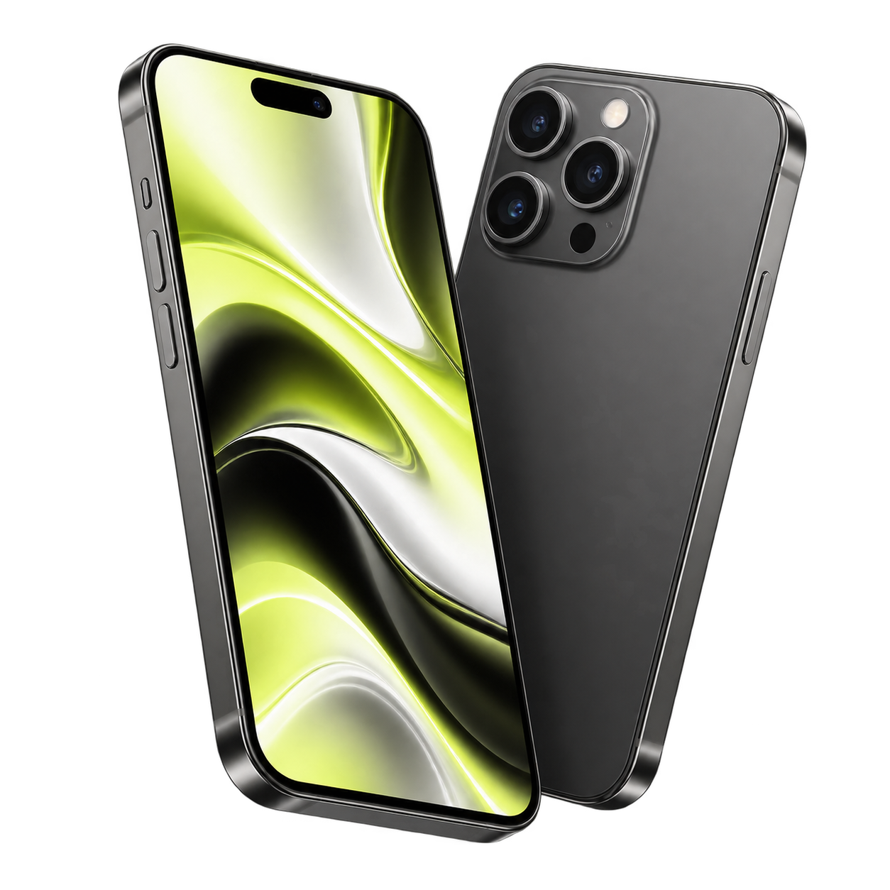 Smartphones in Graphit mit leuchtend grünem Display